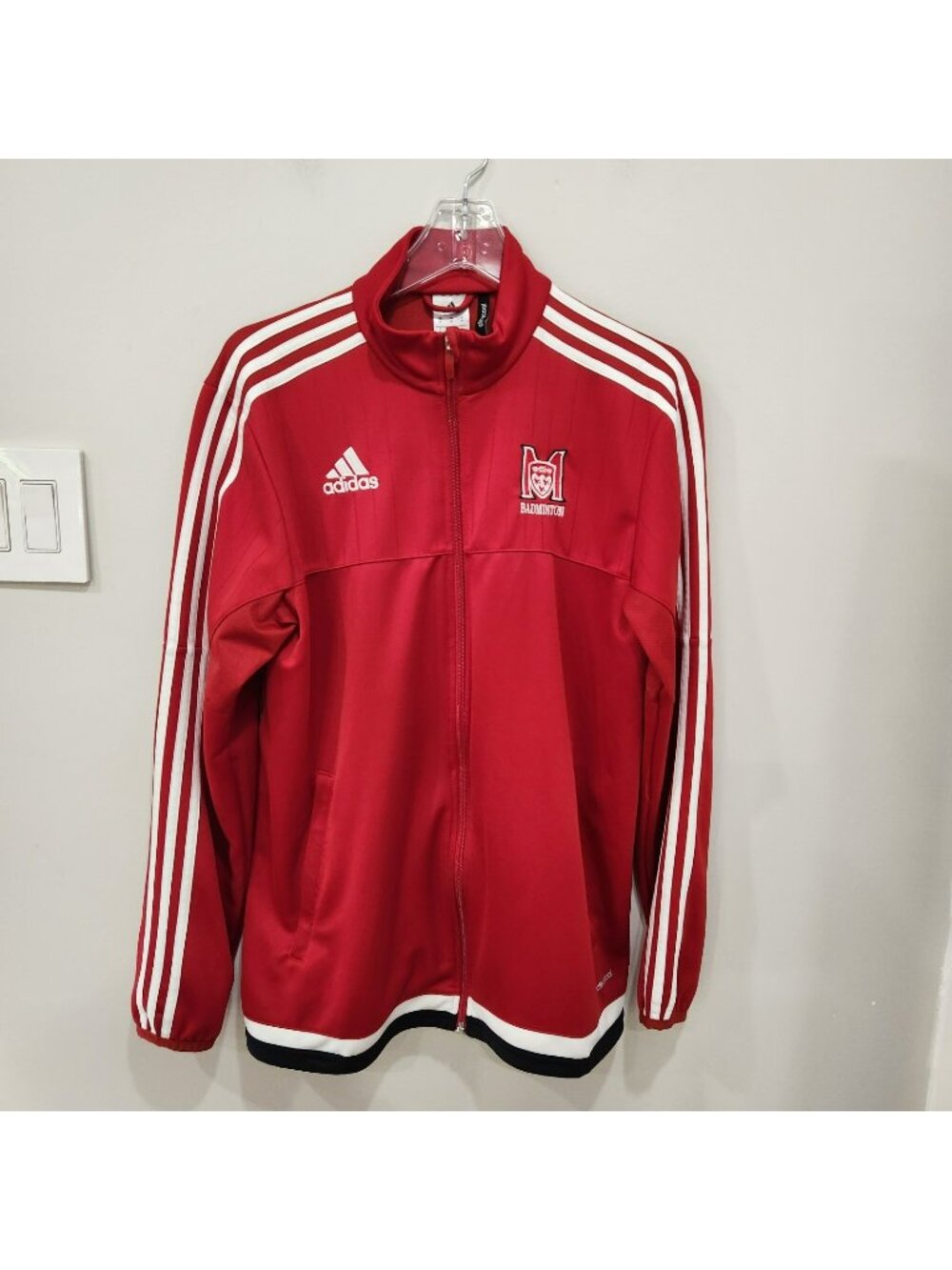 Adidas Jacket Mens M Red ClimaCool Full Zip Track Running Training Pockets
